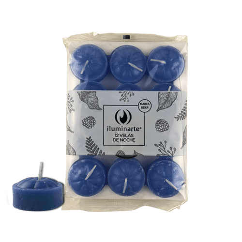 Velas de Noche - Celeste Pack 12