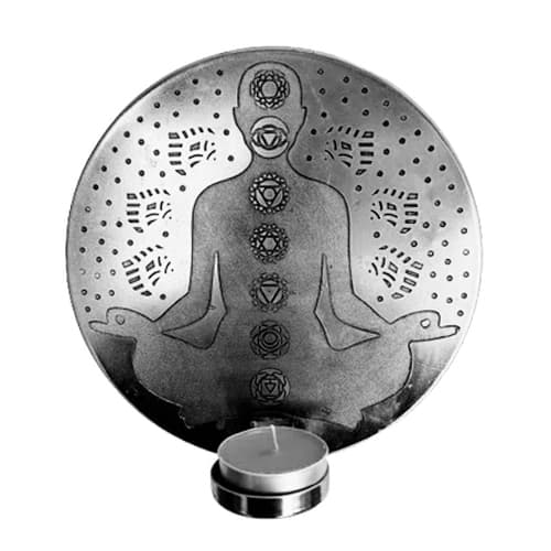 Porta Vela de Pared Chakra Meditación Silver LAN-409 B-N