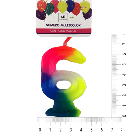 Vela Número Multicolor Bolsa - 6