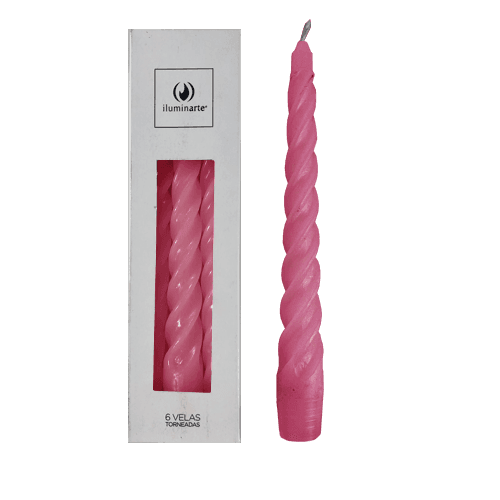 6 Velas Torneadas - Rosa (134N)