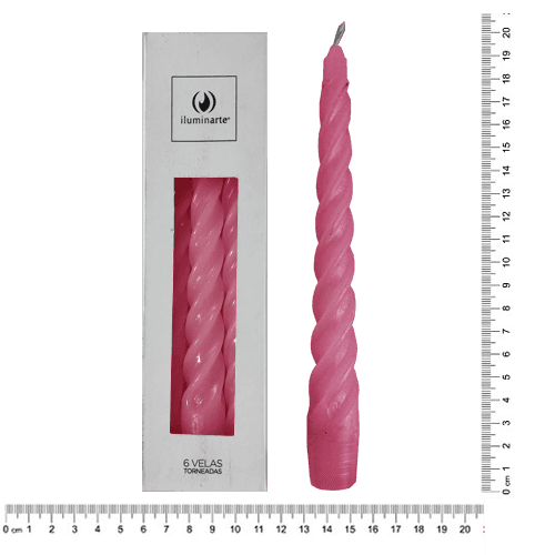 6 Velas Torneadas - Rosa (134N)