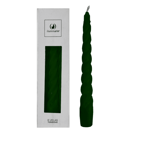 6 Velas Torneadas - Verde (134N)