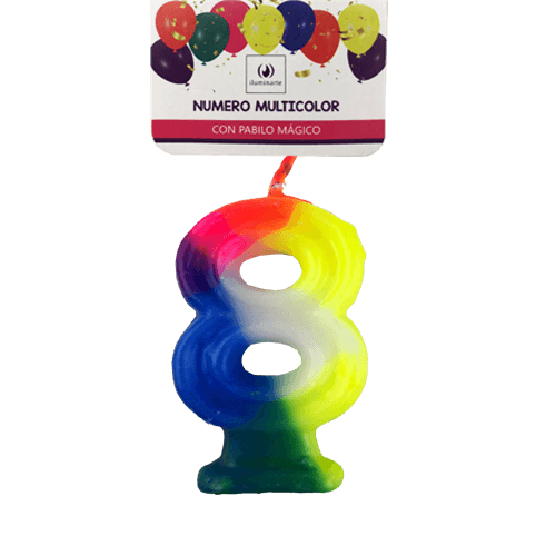 Vela Número Multicolor Bolsa - 8