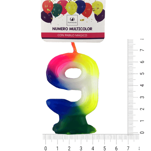 Vela Número Multicolor Bolsa - 9