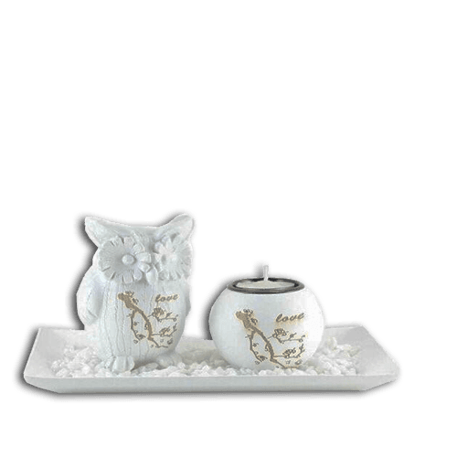 Set Porta Vela Buho Blanco (934A)
