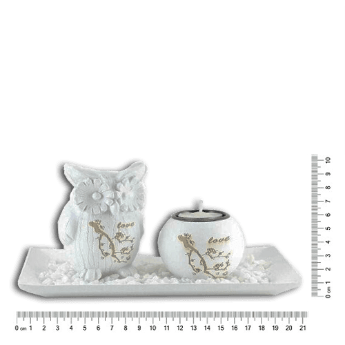 Set Porta Vela Buho Blanco (934A)