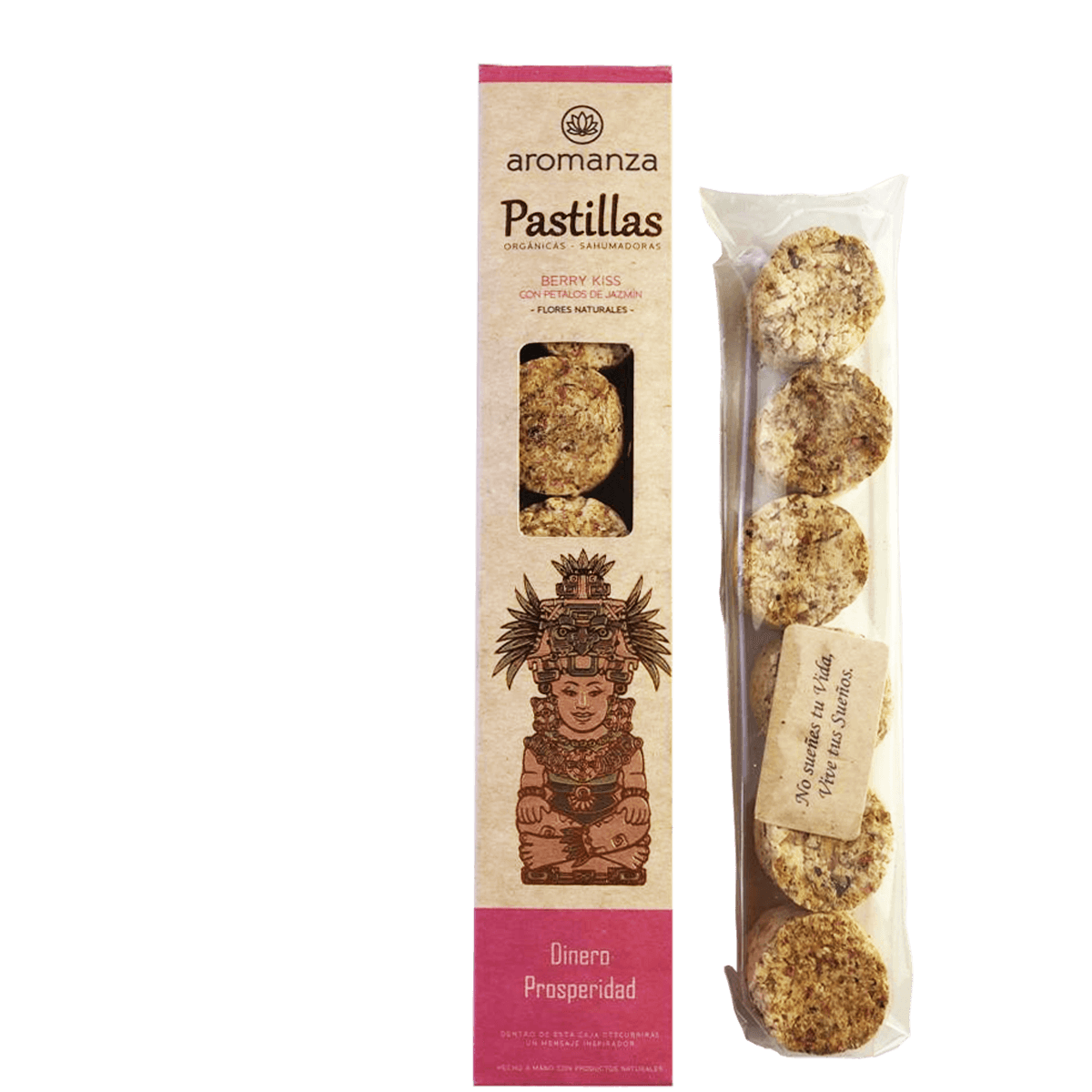 Pastillas Orgánicas Sahumadoras - Berry Kiss con Pétalos de Jazmín (101MB)