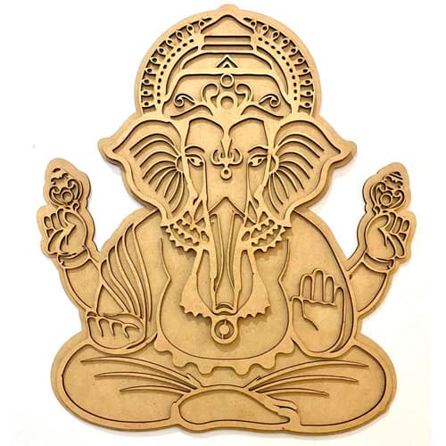 Colgante Pared Ganesha 3D MDF Crudo