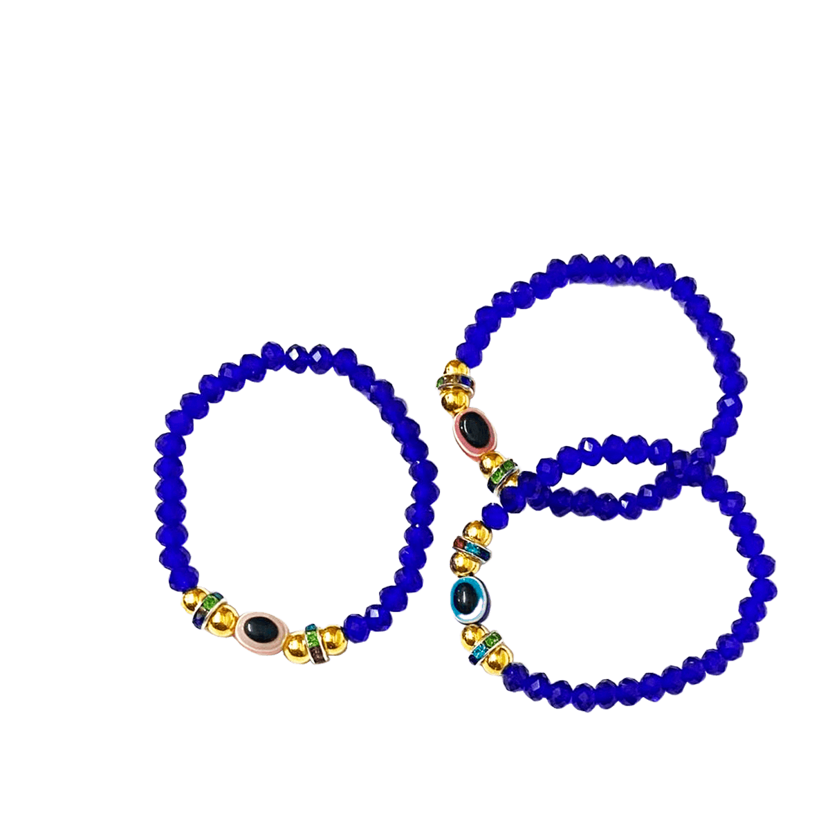 Pulsera Cristal Mediano Azul con Ojo Turco