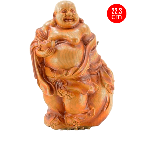 Buda Gordo Alegre Simil Madera 22,3 Cm. (932J)